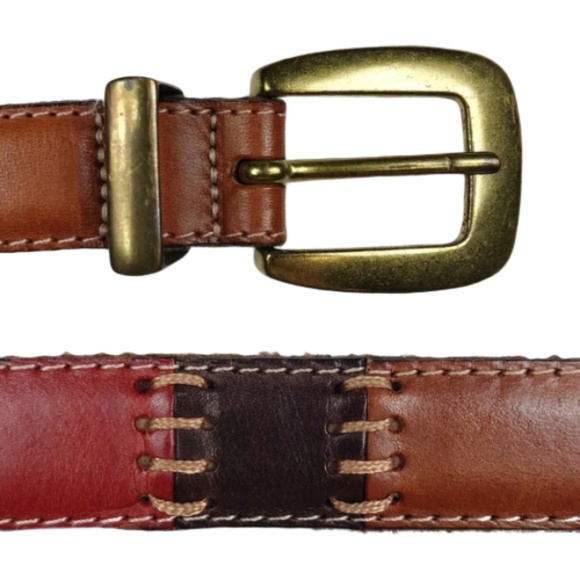Fossil Tan Multi Color Patchwork Leather Belt - Picture 5 of 8